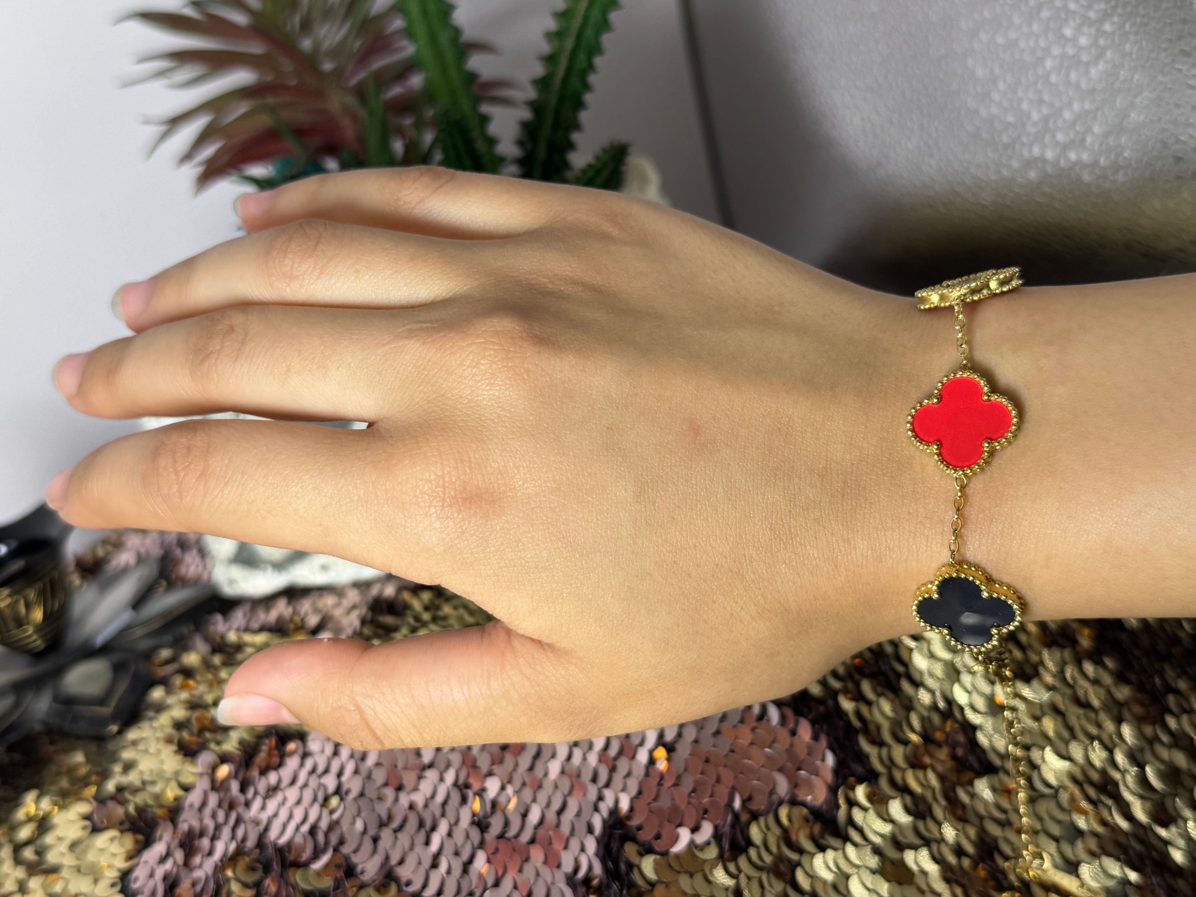 Bracelet tréfle en acier inoxydable (couleur disponible)