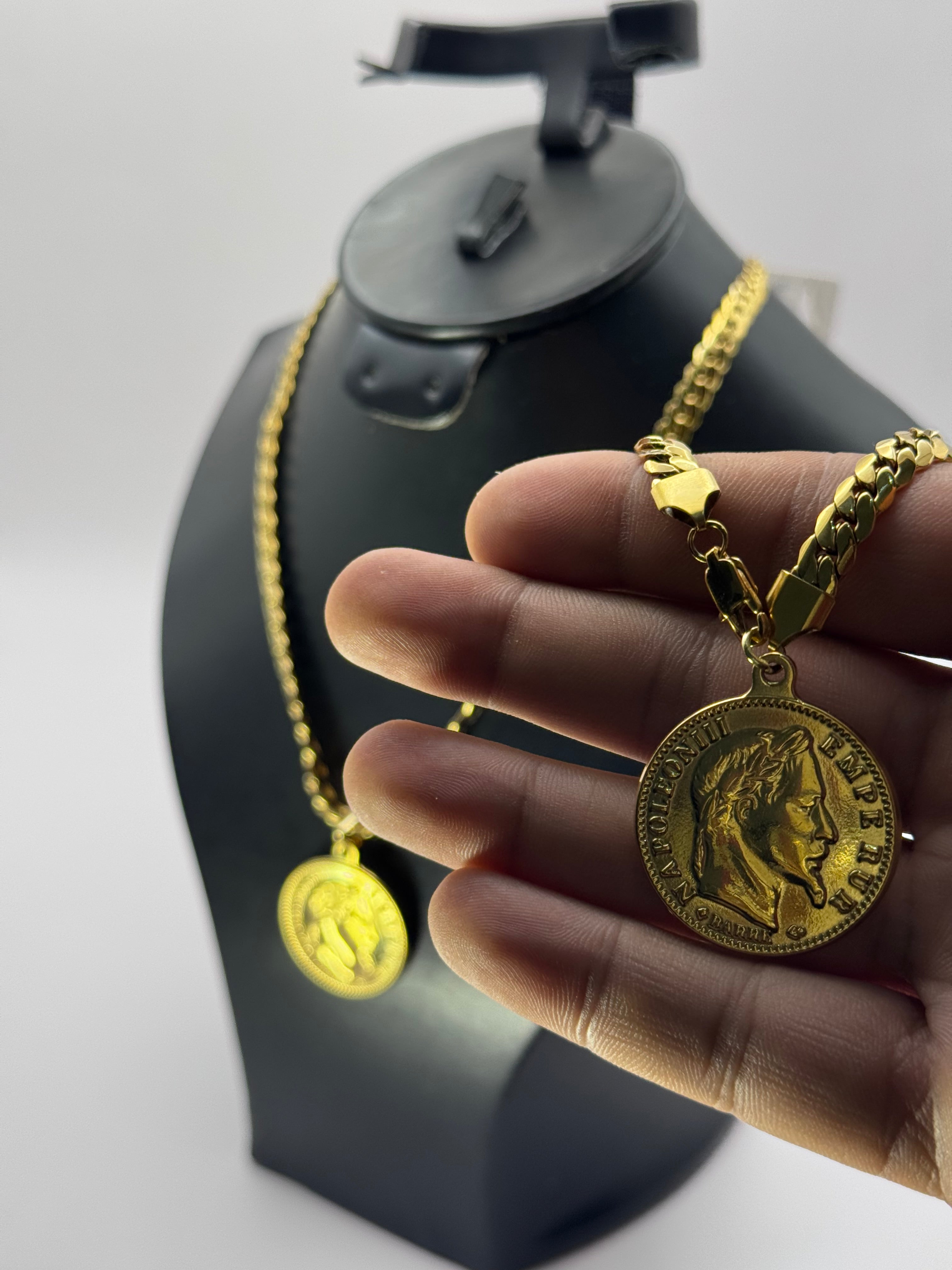 Collier + bracelet dollar en acier inoxydable