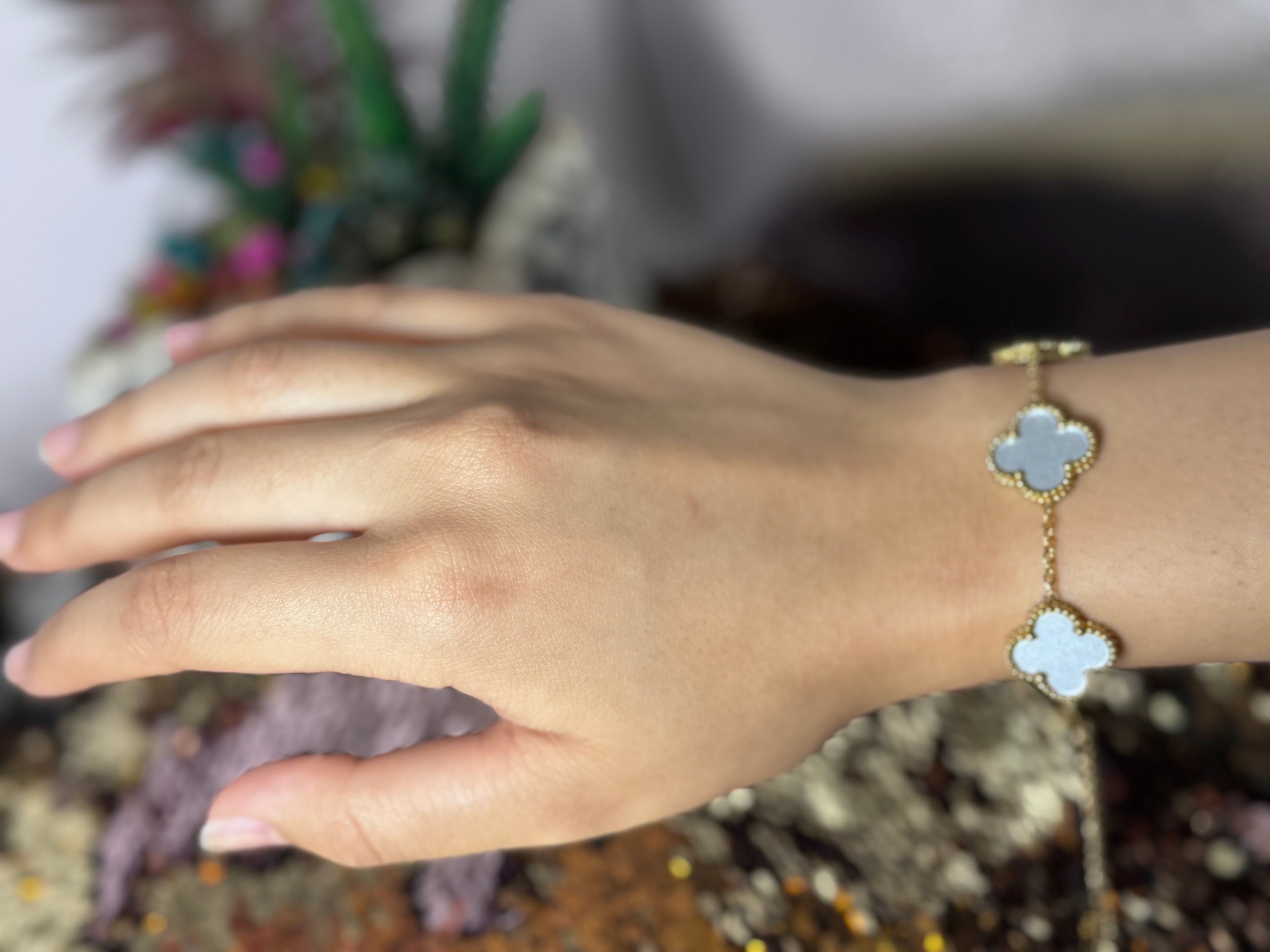 Bracelet tréfle en acier inoxydable (couleur disponible)
