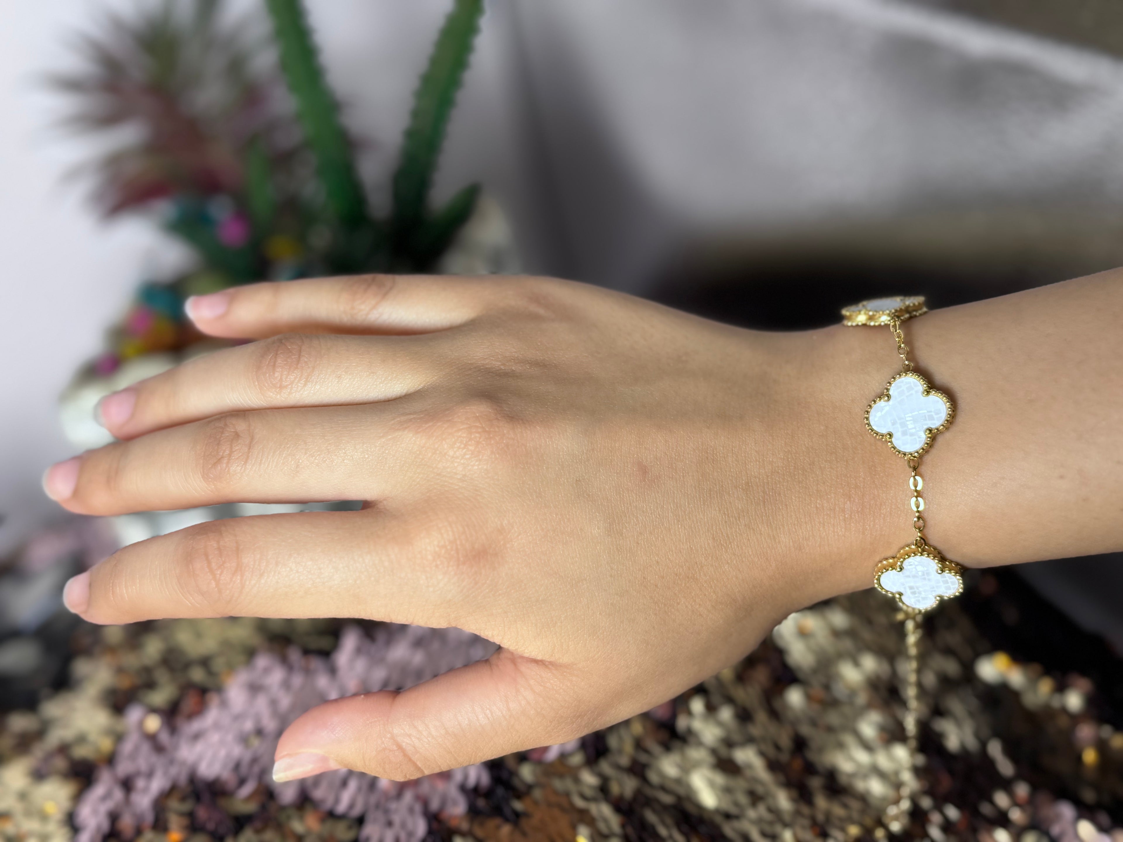 Bracelet tréfle en acier inoxydable (couleur disponible)