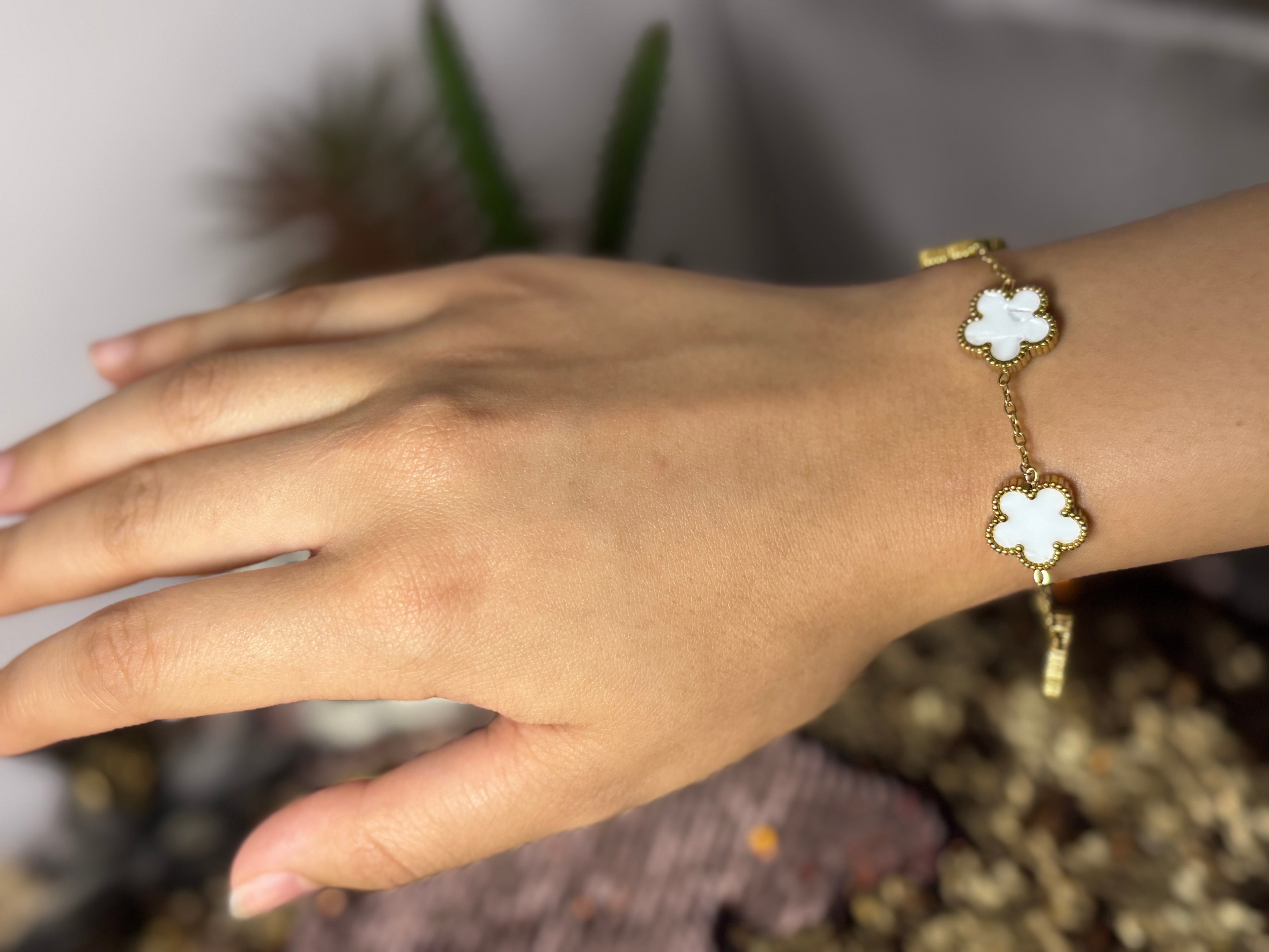 Bracelet tréfle en acier inoxydable (couleur disponible)