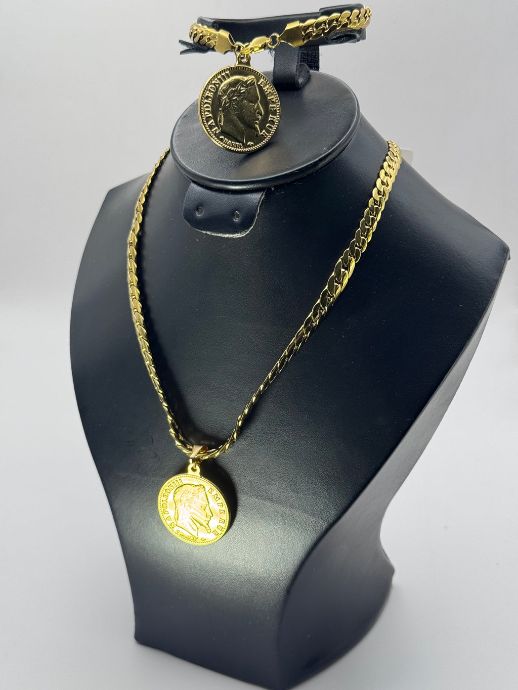 Collier + bracelet dollar en acier inoxydable